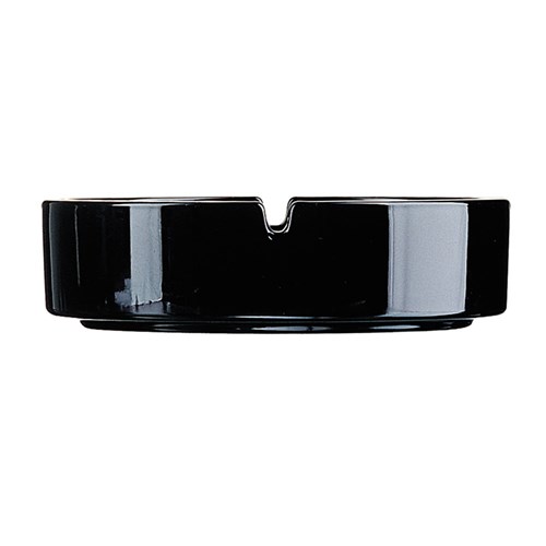 Glass Ashtray Round Black 107mm Tempered