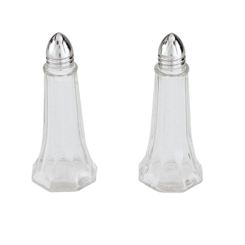 Glass Tower Salt & Pepper Shaker Clear/ Stainless Steel 115mm 