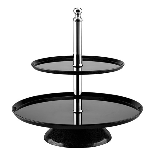 Display Round Stand with 2 Tier Black 370mm