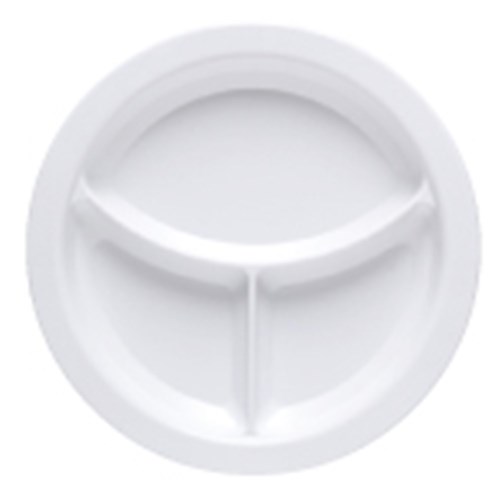 DESIGNER PLATE 230MM 3 COMP WHT (12)