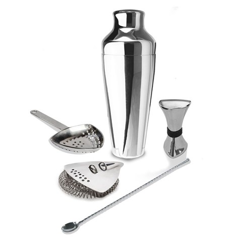 Proshaker Five Piece Cocktail Kit Chrome Finish 