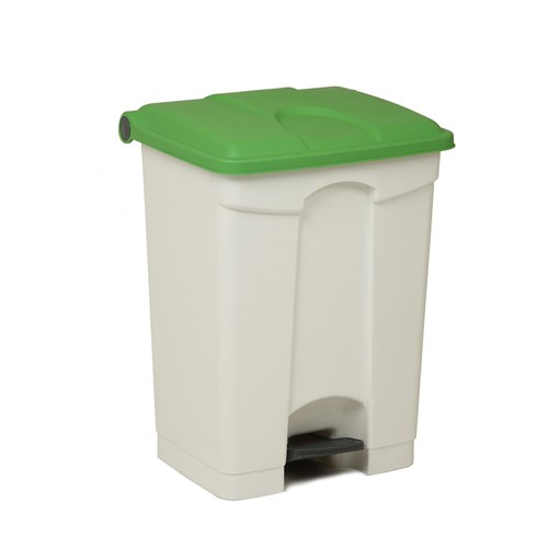 Probbax Pedal Bin Plastic White Base Green Lid 70L