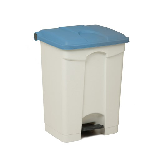 Probbax Pedal Bin Plastic White Base Blue Lid 70L