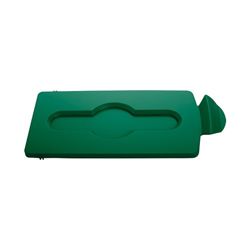 Slim Jim Recyling Station Lid Closed Green Rubbermaid