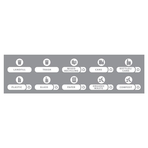 Slim Jim Recyling Station Waste Stream Labels 10/packet Rubbermaid