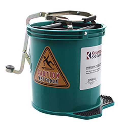 Kleaning Essentials Mobile Plastic Mop Bucket Green 15L