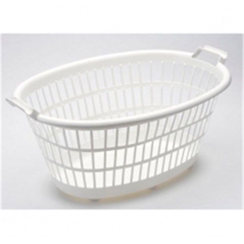 Plastic Laundry Basket Oval White 