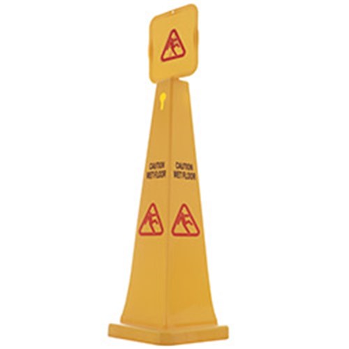 Kleaning Essentials Plastic Wet Floor Safety Cone 1165mm Yellow