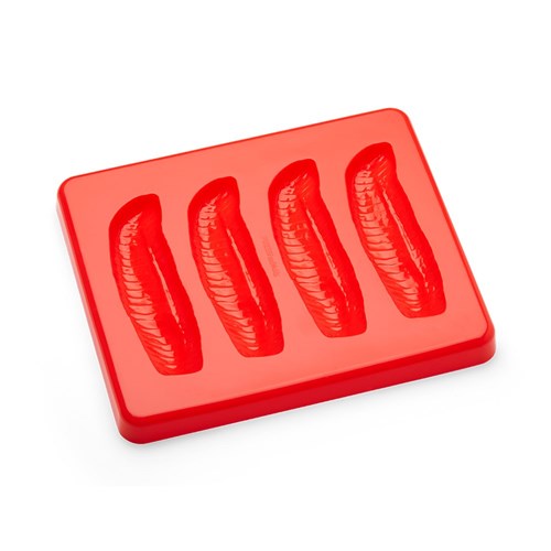 Fish Fillet Silicone Food Mould & Lid 4 Portion Red