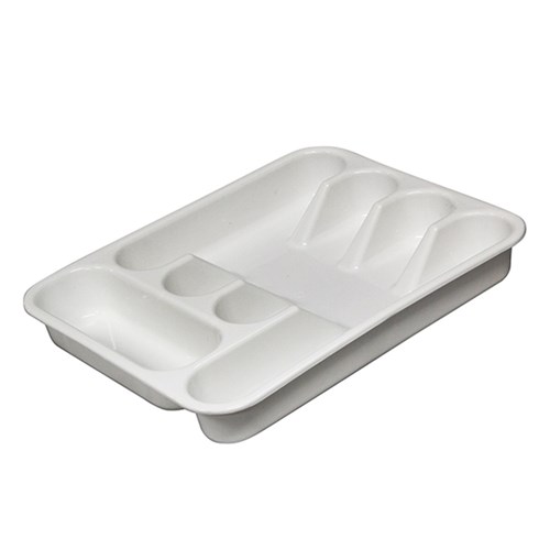 Plastic Five Compartment Cutlery Tray White