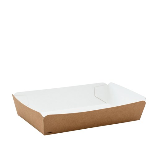 Market Tray Wht/Kraft 220X140x50mm 75/Pkt (4)