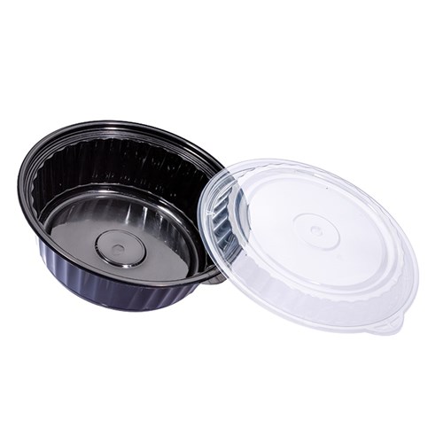 Wavebox Plastic Round Container Black 183x59mm 960ml