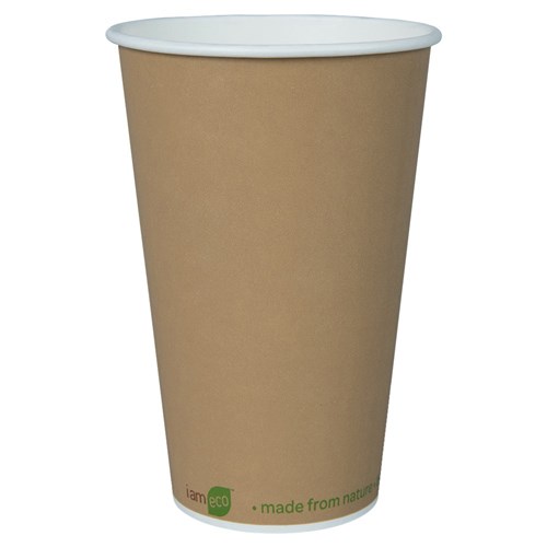 I AM ECO SINGLE WALL CUP 473ML BROWN 1000/CTN 16OZ