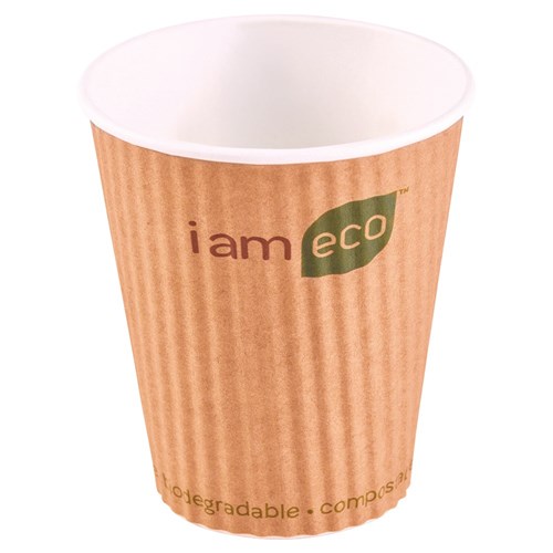 RIPPLE WRAP CUP 355ML BROWN I AM ECO 1000/CTN 12OZ