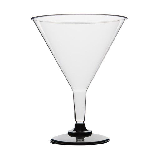 PLASTIC COCKTAIL GLASS 220ML 10/PKT (10) BLACK BASE