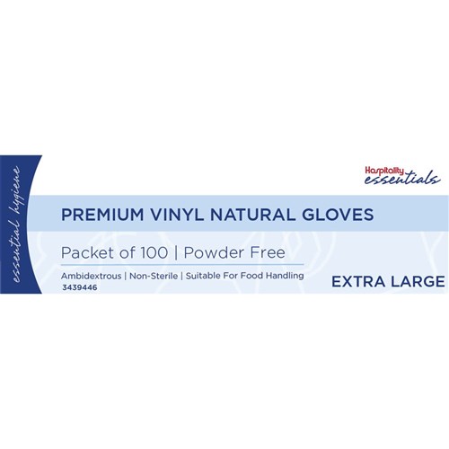 Essentials Collection [Powder Free] Vinyl Gloves Extra Large - Clear