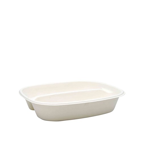 Sugarcane Takeaway Container 2 Compartments White 910ml