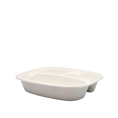 Sugarcane Takeaway Container 3 Compartments White 770ml