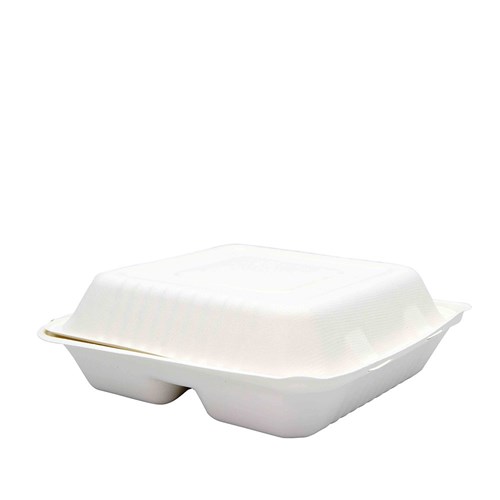 Sugarcane Clam Three Compartment White 229mm