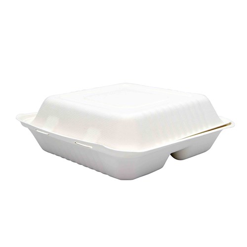 Sugarcane Clam Three Compartment White 229mm