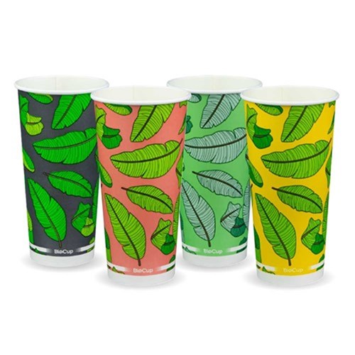 BioCup Cold Paper Cup Mixed Leaf 22oz 650ml