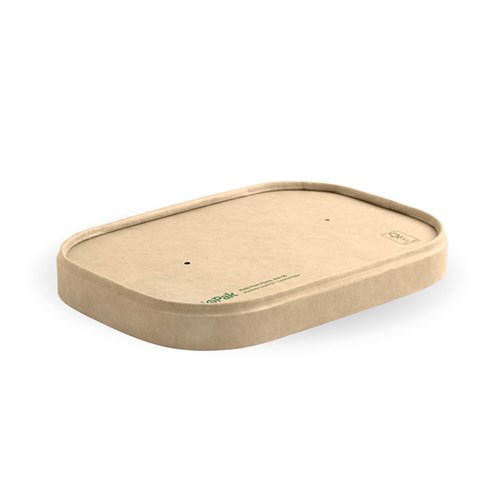 BIOBOARD RECT PAPER LID KRAFT SUIT 500-1000ML 25/PKT (12)