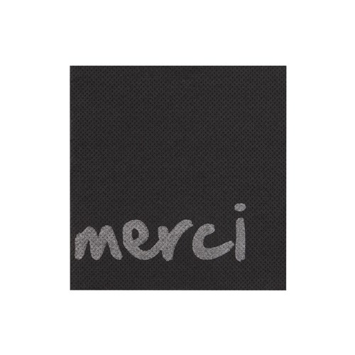 Merci Quilted Paper Cocktail Napkin Black 1/4 Fold 200x200mm