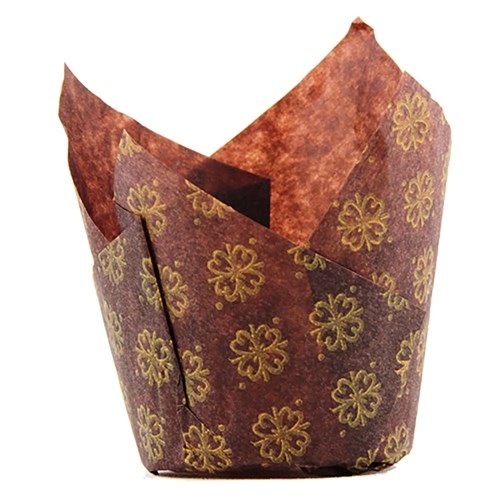 Muffin Wrap Tulip Printed Brown 60mm