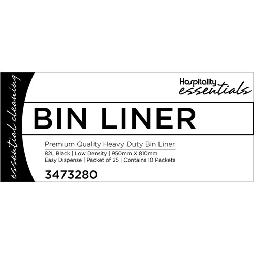 Bin Liner Heavy Duty Bag Black 82L