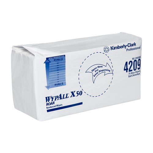 WYPALL X50 SINGLE SHEET WIPER BLUE 24X42CM 75SHX8PK/CTN 4209