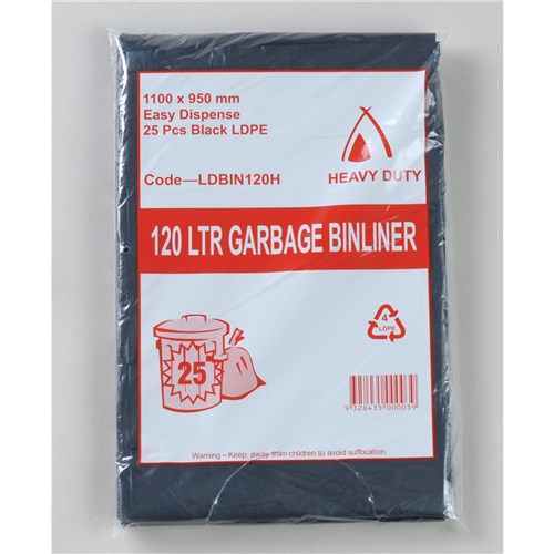 Garbage Bag Heavy Duty Black 120L