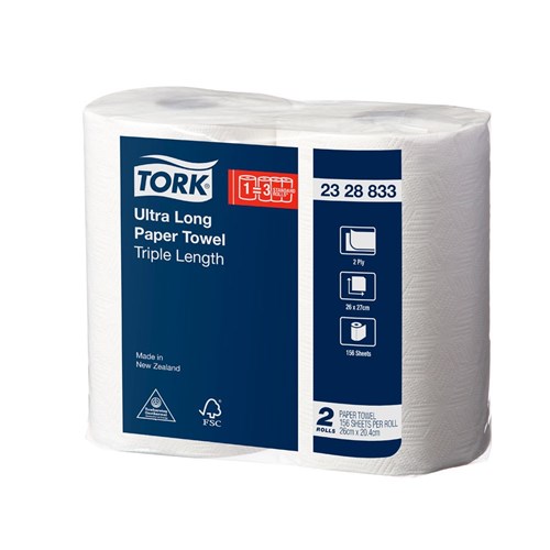 Tork Ultra Long Paper Roll 156 Sheet 8 Roll/Carton 