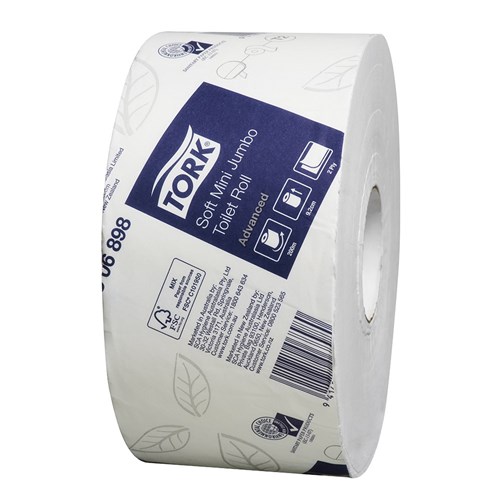 Advanced Mini Jumbo Toilet Rolls White 2ply 200m