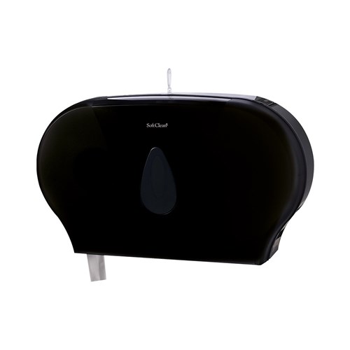 Plastic Twin Jumbo Toilet Roll Dispenser Black 518x133x310mm 