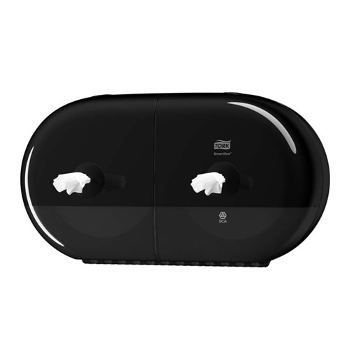 Elevation Smartone Plastic Twin Toilet Roll Dispenser Black 398x156x221mm