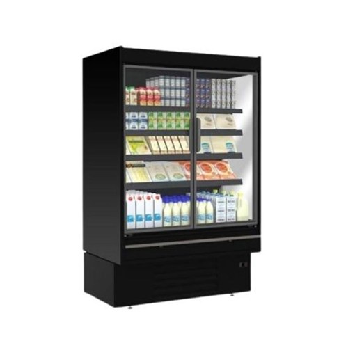 FRIDGE U/R 2DR GLASS MULTIDECK BLK 3 ECO 125 10A