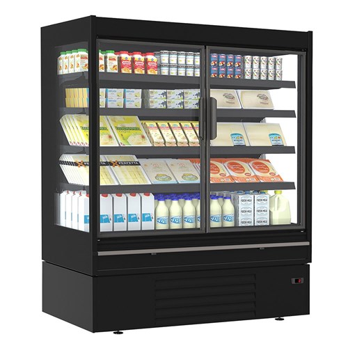 FRIDGE U/R 3DR GLASS MULTIDECK BLK 3 ECO 187 10A