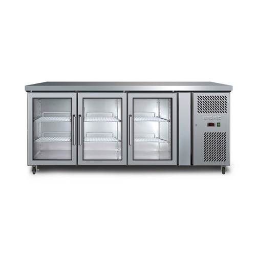 FRIDGE U/C 3DR GLASS 417LT UBC1795GD S/S 1795X700X850MM