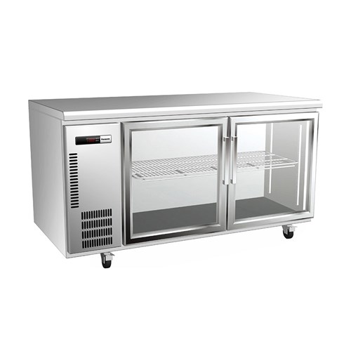 FRIDGE U/C 2DR GLASS 393LT BR-1571HP 1500X750X850MM