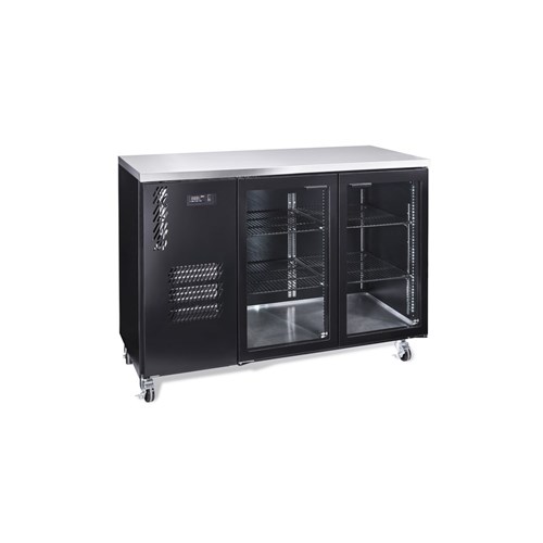 Williams Undercounter 2 Glass Door Fridge Black 420L HC2UGB