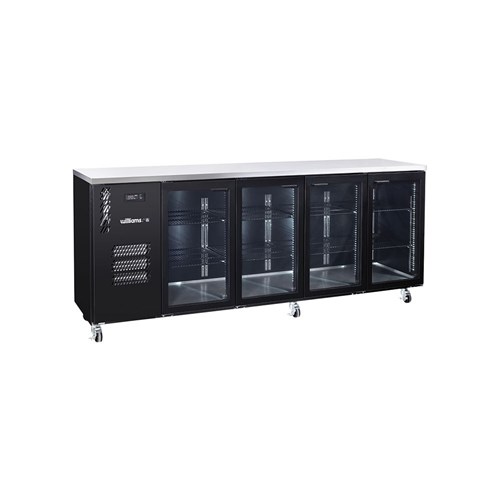 Williams Undercounter 4 Glass Door Fridge Black 870L HC4UGB