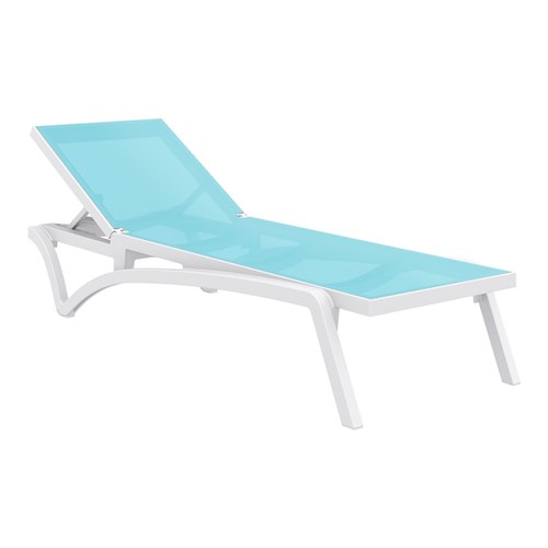 Pacific Sunlounger Wht/Turq