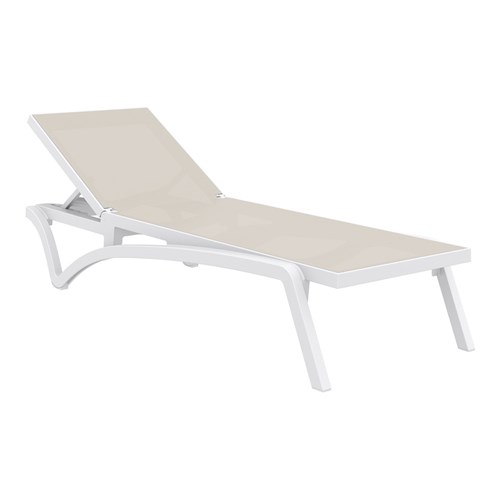 Pacific Sunlounger Wht/Taupe