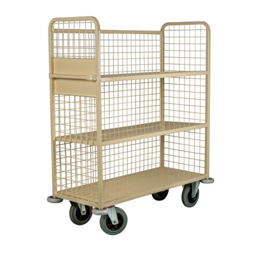 Mesh Trolley with Shelf Linen Powdercoated Beige 1200mm