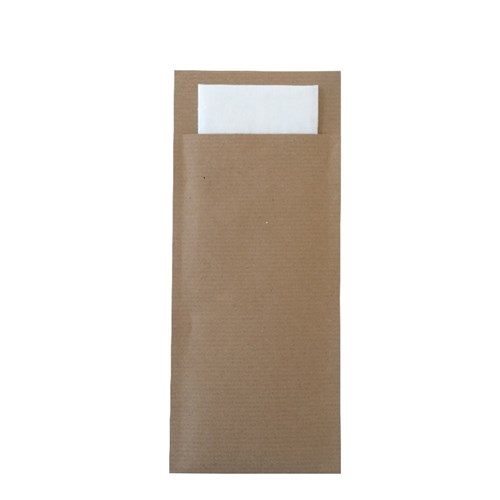 Ecoline Paper Cutlery Pouch Kraft/ White 200x85mm