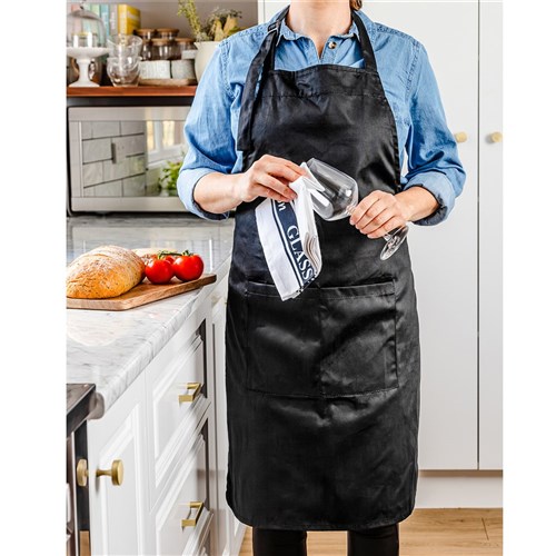 BIB APRON BLK WITH POCKET 860X700MM