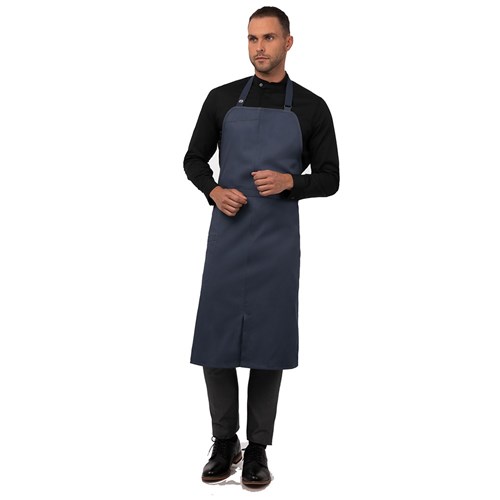 Brio Chef's Bib Apron with Pocket Blue