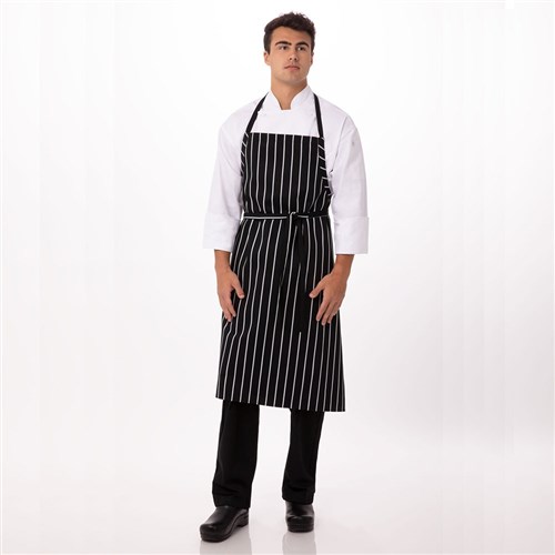 Chalkstripe Bib Apron Black 990x940mm