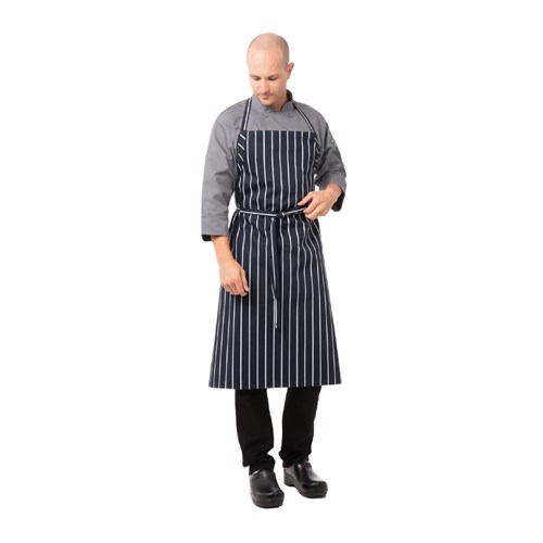 Chalkstripe Bib Apron Navy Large 1100x870mm