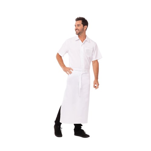 Bar Apron 3/4 Wht No Pocket Tie In Front 840X710mm